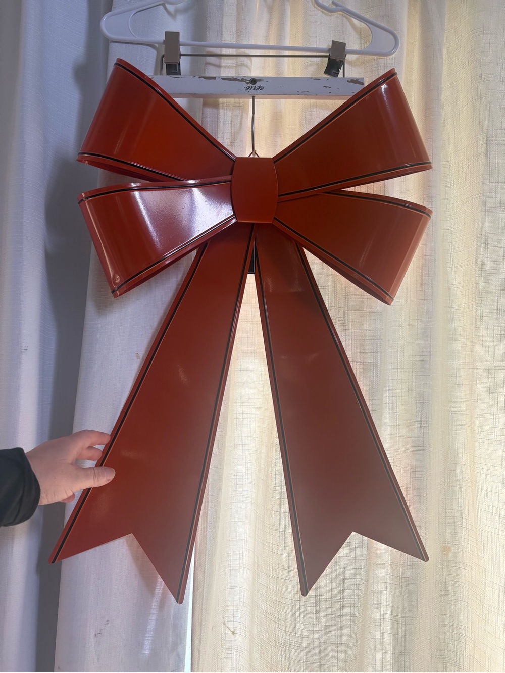 Martha Stewart Metal Bow Wreath Door Decoration 24” jumbo Oversized Orange bow - Picture 10 of 11